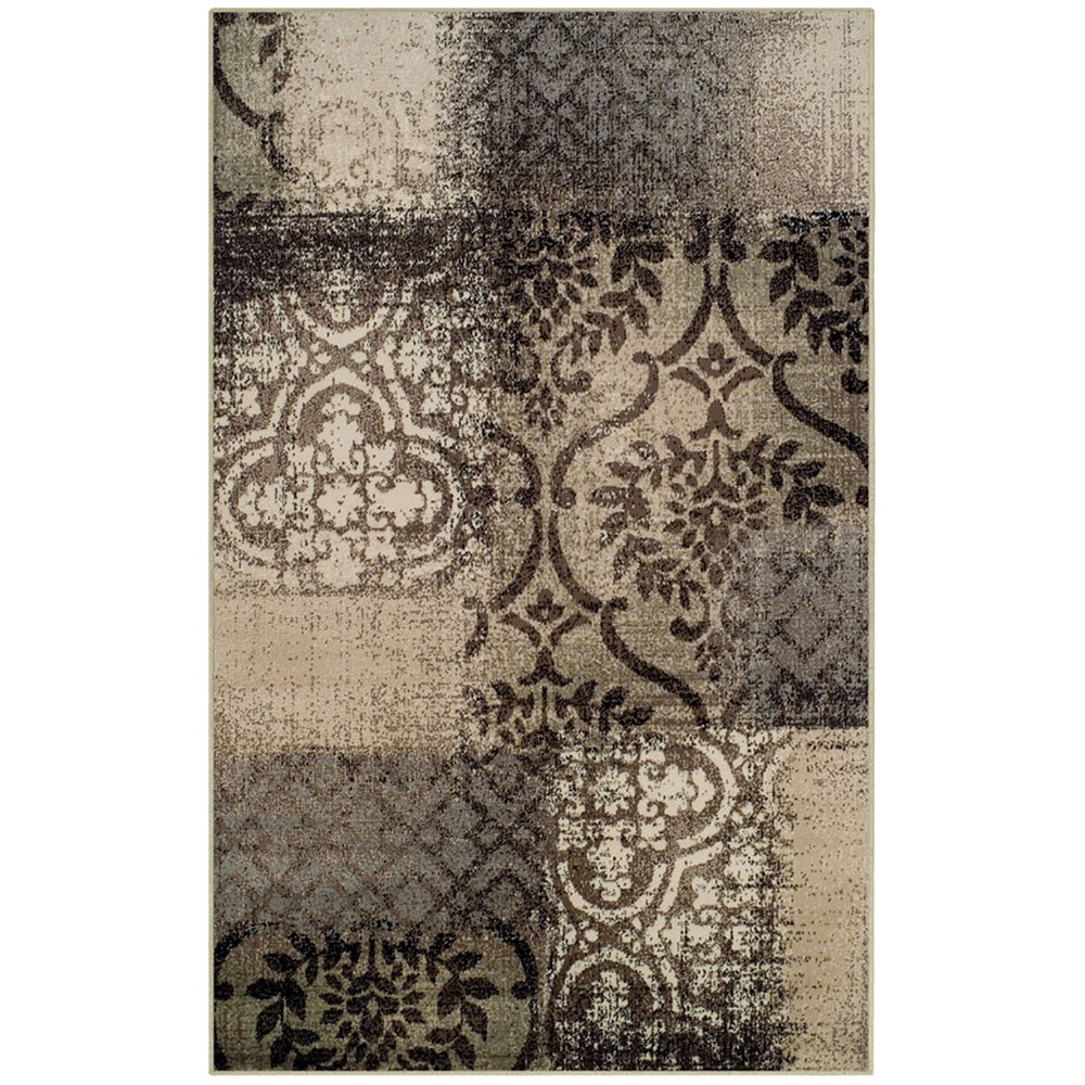 Homeroots 8' X 10' Tan And Brown Damask Distressed Stain Resistant Area Rug  Polypropylene 486773