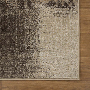 Homeroots 8' X 10' Beige Gray And Black Damask Distressed Stain Resistant Area Rug  Polypropylene 486774
