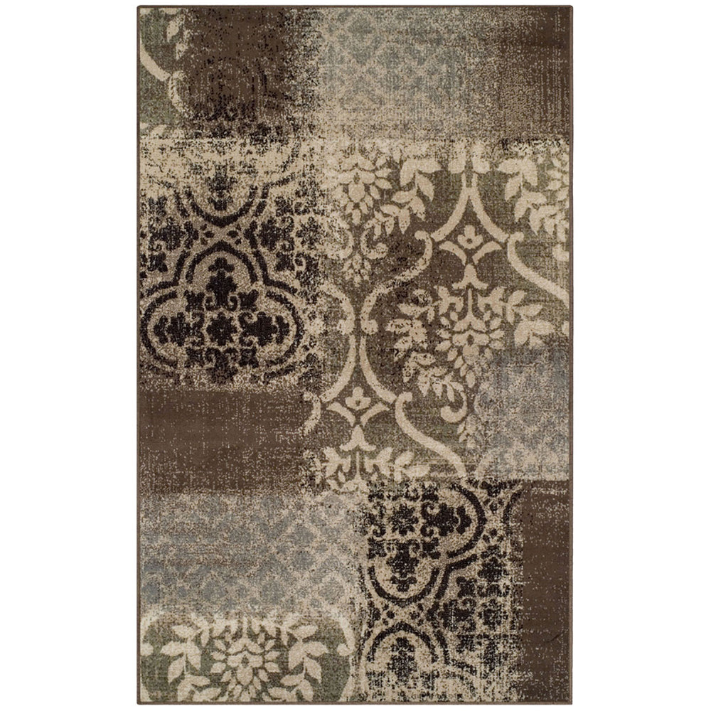Homeroots 8' X 10' Ivory Light Blue Damask Distressed Stain Resistant Area Rug  Polypropylene 486775
