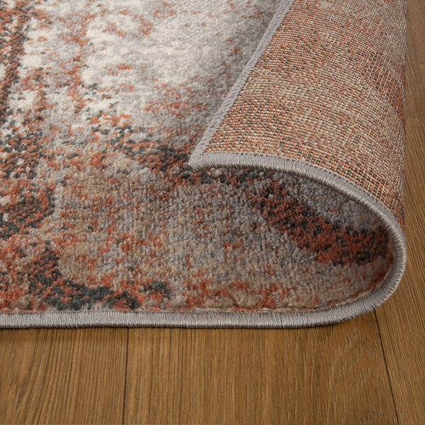 Homeroots 8' X 10' Rust And Gray Damask Distressed Stain Resistant Area Rug  Polypropylene 486777