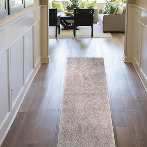 Homeroots 8' Beige Shag Runner Rug - Luxurious, Stain Resistant Design Perfect For Homes With Kids & Pets!  Polypropylene 486779