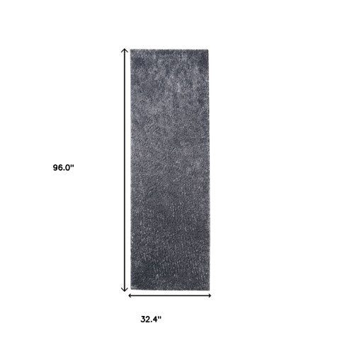 Homeroots 8' Gray Distressed Shag Runner Area Rug - Soft, Stain-resistant, Perfect For Kids & Pets, Versatile Design 8' Runner Polypropylene 486781