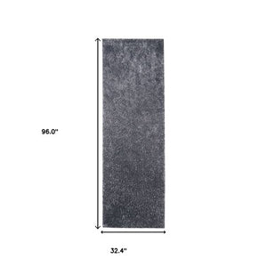 Homeroots 8' Gray Distressed Shag Runner Area Rug - Soft, Stain-resistant, Perfect For Kids & Pets, Versatile Design 8' Runner Polypropylene 486781