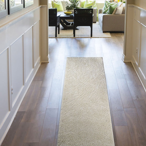 Homeroots 8' Ivory Shag Runner Rug - Stain Resistant, Soft, And Stylish Accent For Any Home Decor Space  Polypropylene 486782