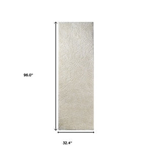 Homeroots 8' Ivory Shag Runner Rug - Stain Resistant, Soft, And Stylish Accent For Any Home Decor Space  Polypropylene 486782