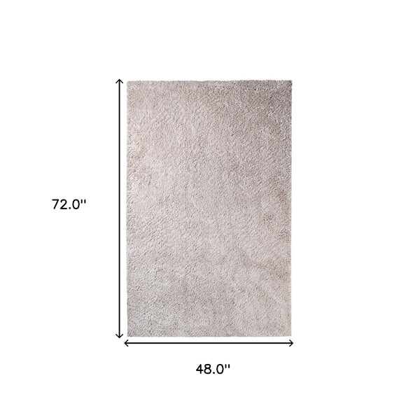 Homeroots 4' X 6' Beige Shag Stain Resistant Area Rug  Polypropylene 486785