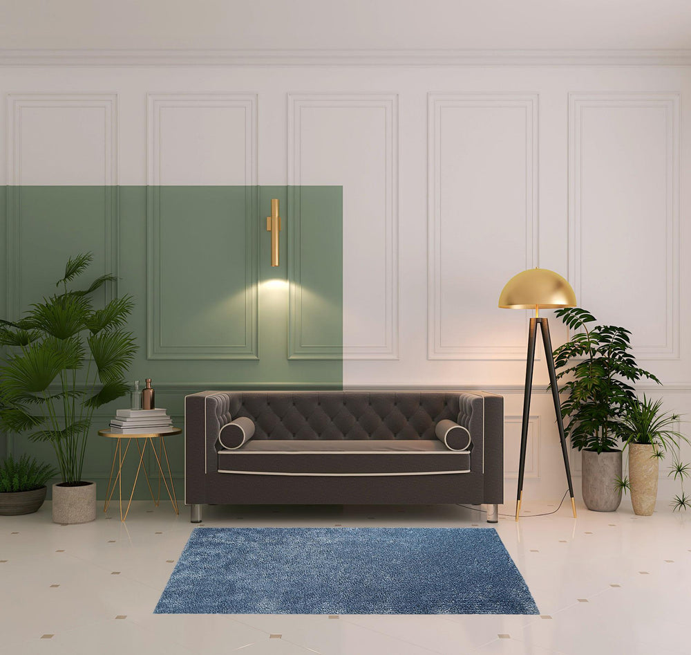 Homeroots 4' X 6' Blue Shag Stain Resistant Area Rug  Polypropylene 486786