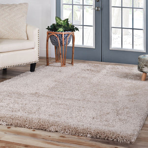 Homeroots 5' X 8' Beige Shag Stain Resistant Area Rug  Polypropylene 486791