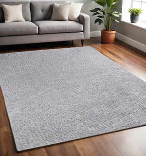 HomeRoots 5' Silver Shag Handmade Area Rug - Plush, Stain-Resistant, Durable Design for Cozy Living Spaces 5' X 8' 486795