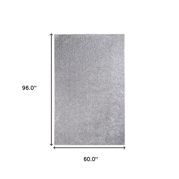 Homeroots 5' X 8' Silver Shag Stain Resistant Area Rug  Polypropylene 486795