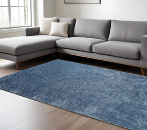 HomeRoots 5' Luxurious Blue Shag Handmade Area Rug - Soft, Stain-Resistant Comfort for Any Room Decor 8' X 10' 486798