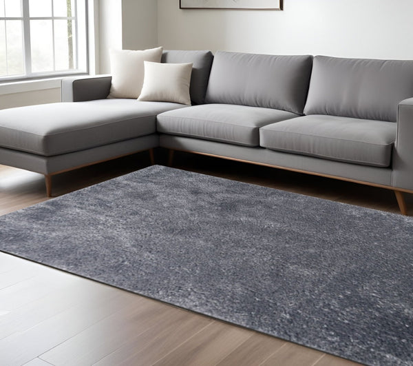 HomeRoots 8' Gray Shag Handmade Area Rug - Luxurious Softness, Durable Design, Perfect for Cozy Living Spaces 8' X 10' 486799