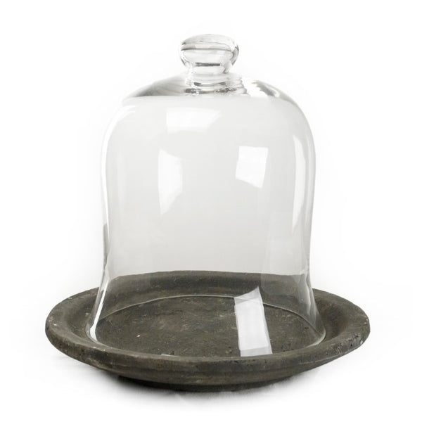Zentique Distressed Grey Candle Holder with Weathered Terracotta Finish and Glass Insert for Rustic Decor Ambience W12.5 x H15 x D12.5 4867S A99