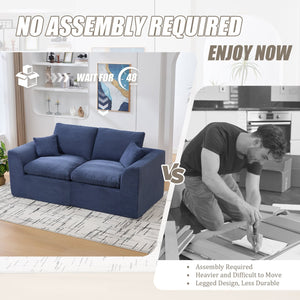 English Elm UNITED Cloud Couch Modular Sectional Sofa with Corduroy Cover, Ergonomic 2-Seater, No Assembly Needed Navy Blue W1568P371122