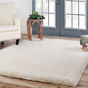 Homeroots 8' X 10' Ivory Shag Stain Resistant Area Rug  Polypropylene 486800