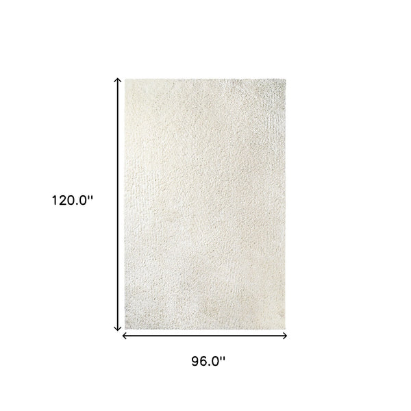 Homeroots 8' X 10' Ivory Shag Stain Resistant Area Rug  Polypropylene 486800