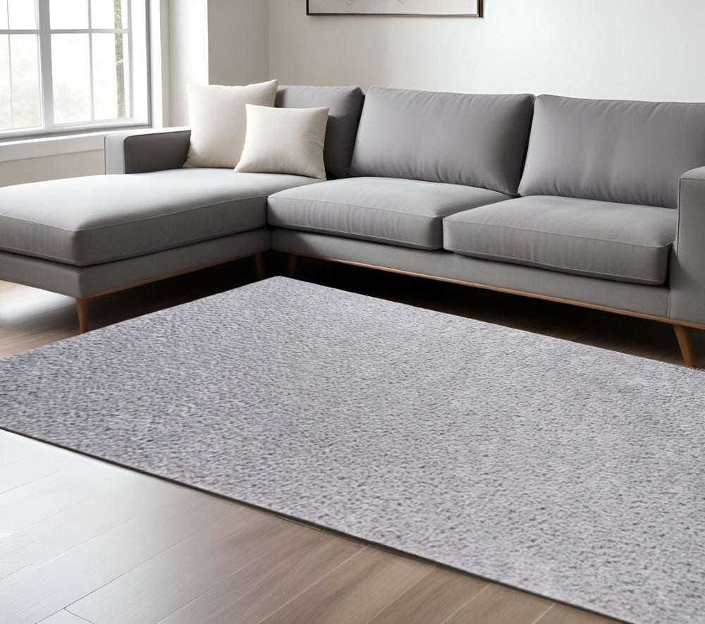 HomeRoots 5' Silver Shag Handmade Area Rug - Plush, Stain-Resistant, Durable Design for Cozy Living Spaces 8' X 10' 486801