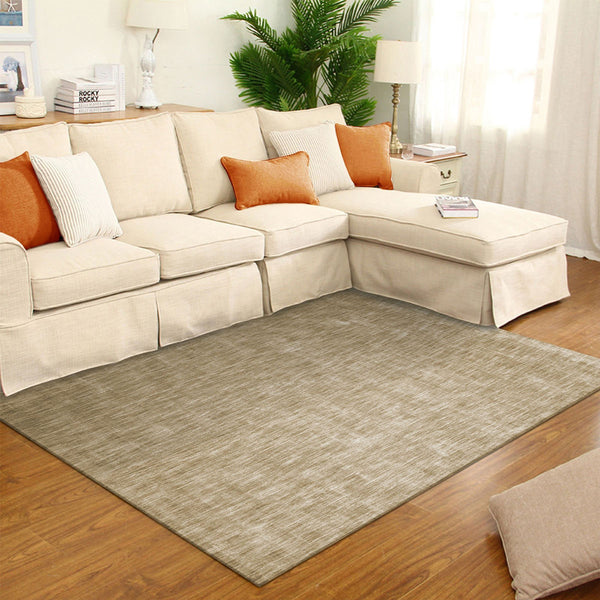 Homeroots 5' X 8' Beige Abstract Hand Woven Stain Resistant Area Rug  Viscose 486803