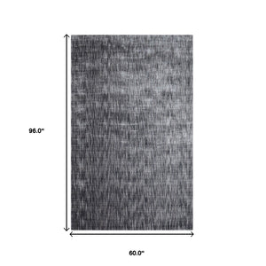 Homeroots 5' X 8' Grey Abstract Handmade Stain Resistant Area Rug  Viscose 486804