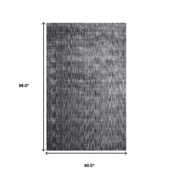 Homeroots 5' X 8' Grey Abstract Handmade Stain Resistant Area Rug  Viscose 486804