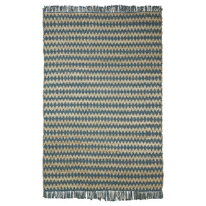 Homeroots 5' X 8' Teal Chevron Hand Woven Stain Resistant Area Rug With Fringe  Jute,Cotton 486819