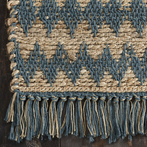 Homeroots 5' X 8' Teal Chevron Hand Woven Stain Resistant Area Rug With Fringe  Jute,Cotton 486819