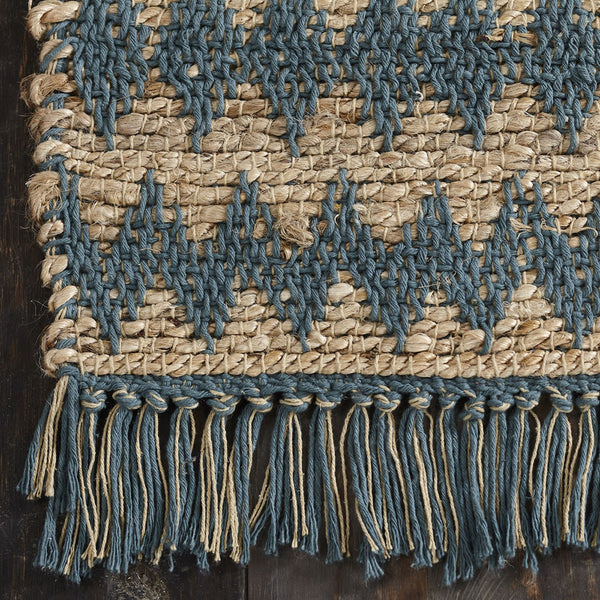 Homeroots 5' X 8' Teal Chevron Hand Woven Stain Resistant Area Rug With Fringe  Jute,Cotton 486819