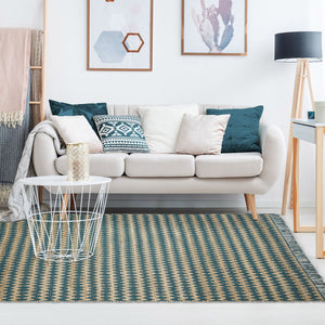 Homeroots 5' X 8' Teal Chevron Hand Woven Stain Resistant Area Rug With Fringe  Jute,Cotton 486819