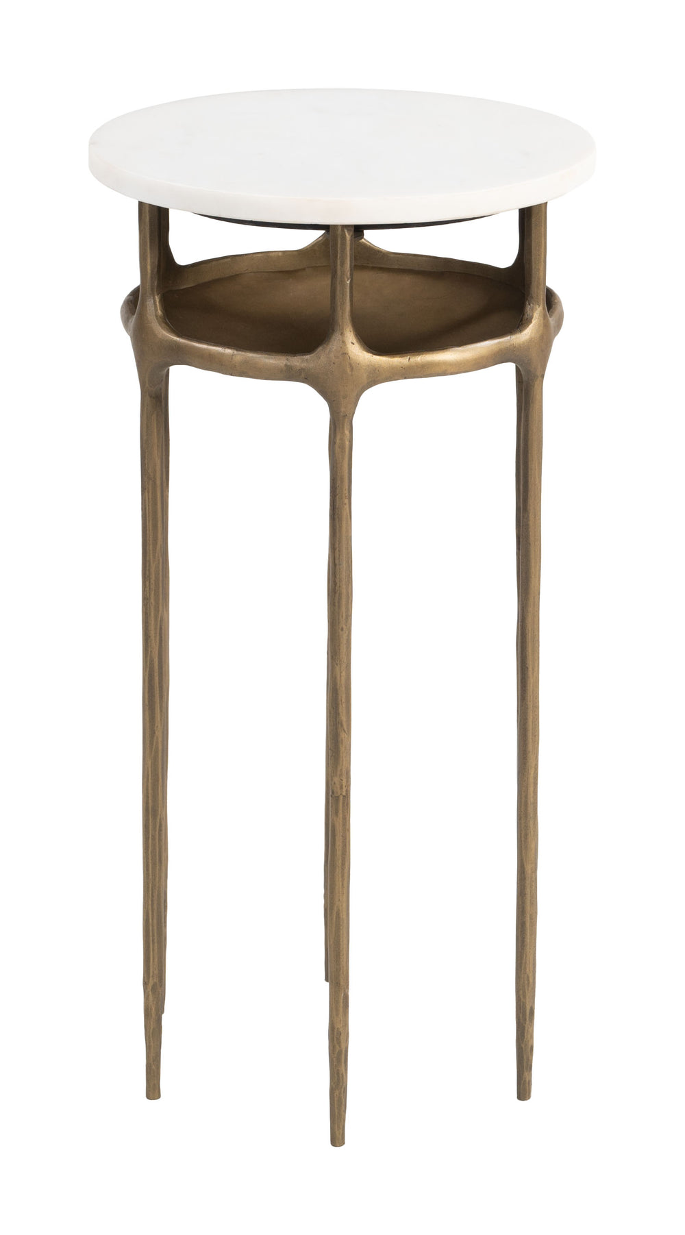 Zuo Modern Bild Modern Side Table In White & Brass – Elegant Marble Top & Durable Iron Frame For Versatile Decor White Natural Marble,Iron 110597-zuo-modern