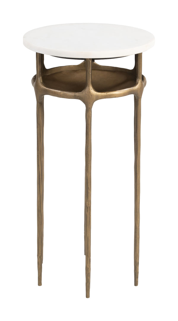 Zuo Modern Bild Modern Side Table In White & Brass – Elegant Marble Top & Durable Iron Frame For Versatile Decor White Natural Marble,Iron 110597-zuo-modern