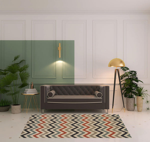 Homeroots 5' X 8' Stone Chevron Stain Resistant Indoor Outdoor Area Rug  Polypropylene 486828