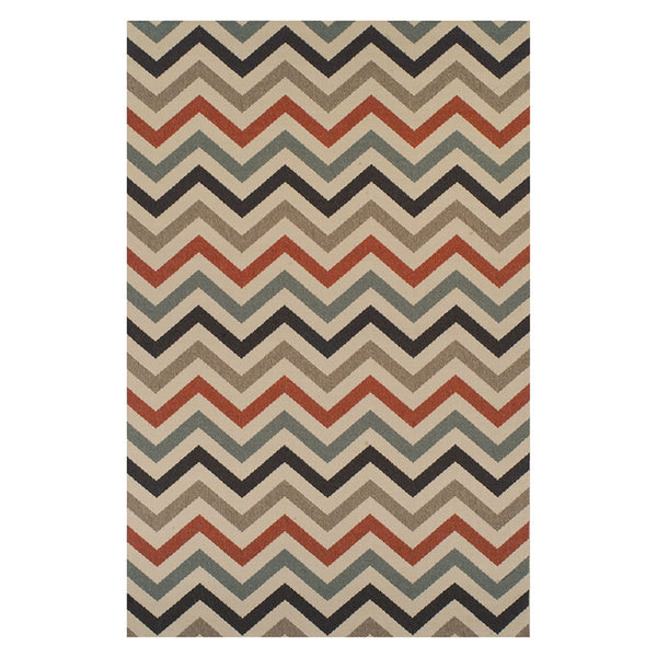 Homeroots 8' X 10' Stone Chevron Power Loom Stain Resistant Area Rug With Fringe  Polypropylene 486829