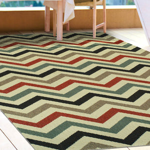 Homeroots 8' X 10' Stone Chevron Power Loom Stain Resistant Area Rug With Fringe  Polypropylene 486829