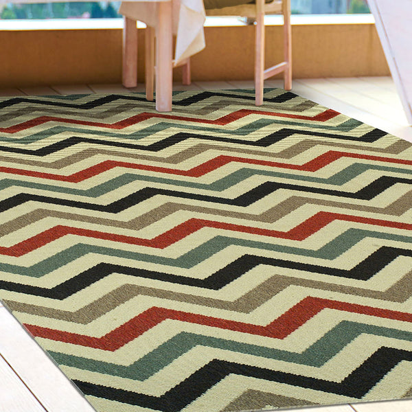 Homeroots 8' X 10' Stone Chevron Power Loom Stain Resistant Area Rug With Fringe  Polypropylene 486829