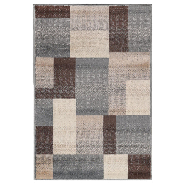 Homeroots 5' X 8' Grey Patchwork Power Loom Stain Resistant Area Rug  Polypropylene 486850