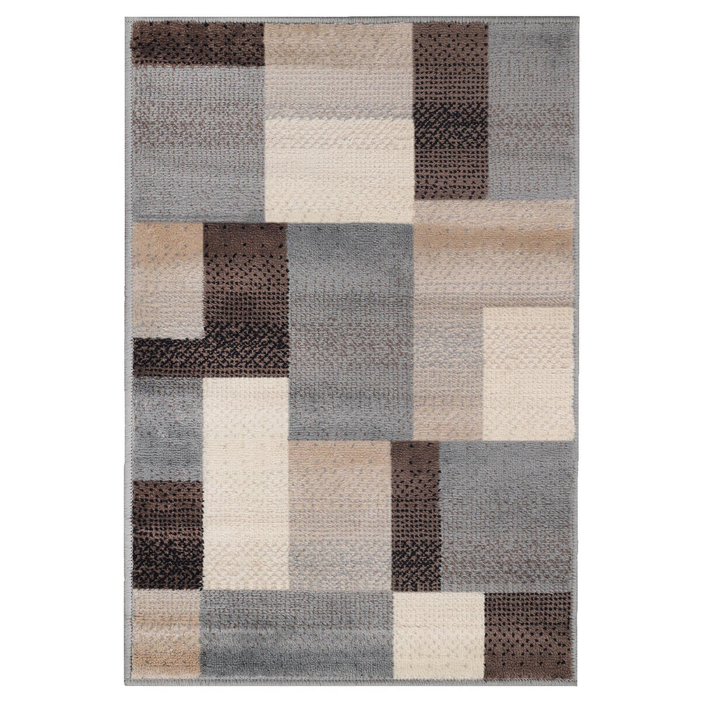 Homeroots 5' X 8' Grey-brown Patchwork Power Loom Stain Resistant Area Rug  Polypropylene 486851