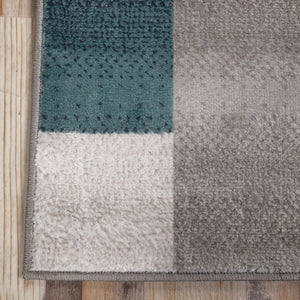 Homeroots 5' X 8' Teal And Gray Patchwork Power Loom Stain Resistant Area Rug  Polypropylene 486852