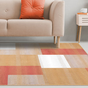 Homeroots 5' X 8' Terra Cotta Patchwork Power Loom Stain Resistant Area Rug  Polypropylene 486853