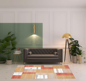 Homeroots 5' X 8' Terra Cotta Patchwork Power Loom Stain Resistant Area Rug  Polypropylene 486853