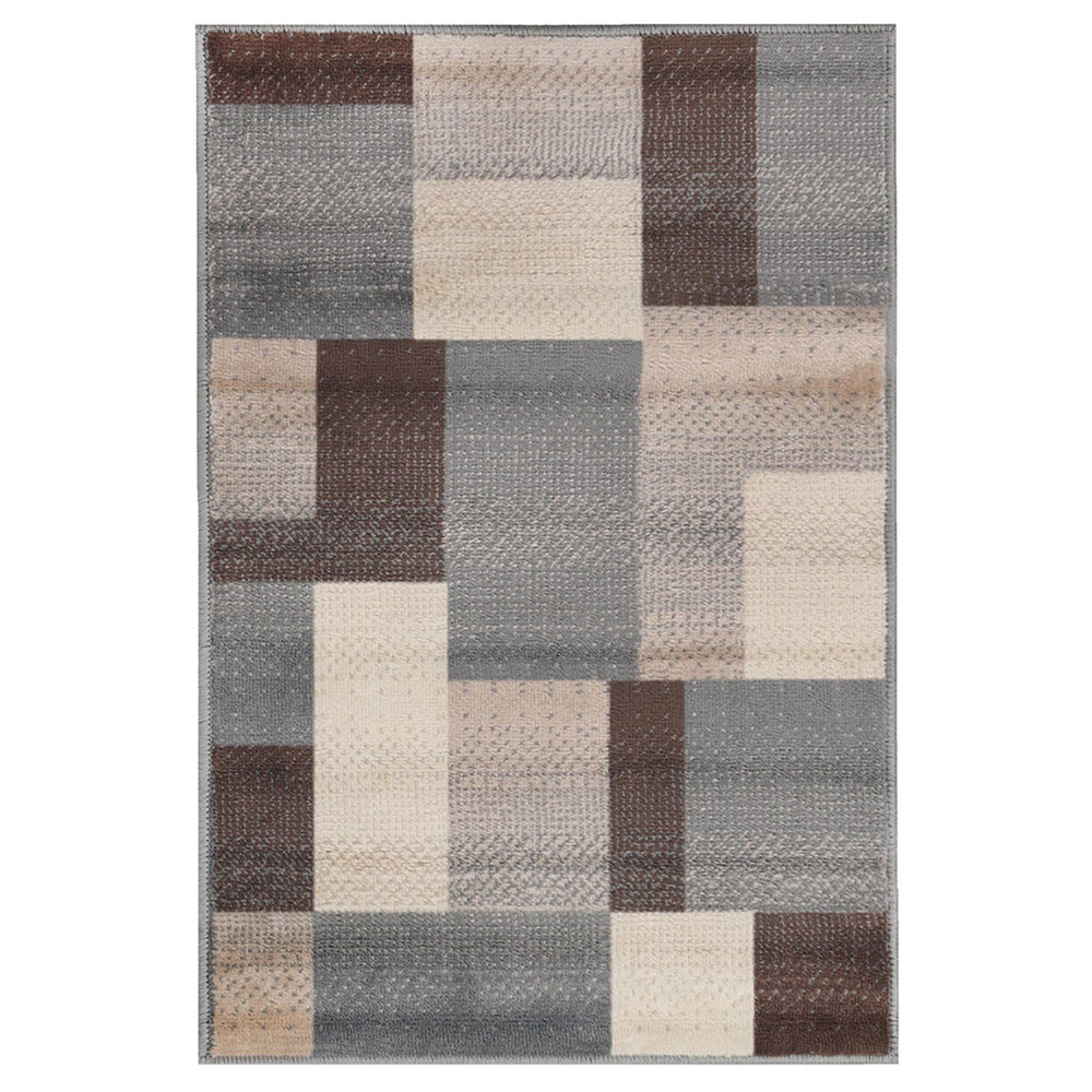Homeroots 6' X 9' Gray Brown And Cream Patchwork Area Rug  Polypropylene 486854