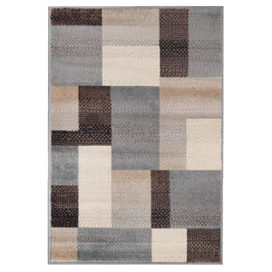 Homeroots 7' X 9' Grey-brown Patchwork Power Loom Stain Resistant Area Rug  Polypropylene 486856