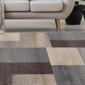 Homeroots 8' X 10' Gray Brown And Cream Patchwork Area Rug  Polypropylene 486860