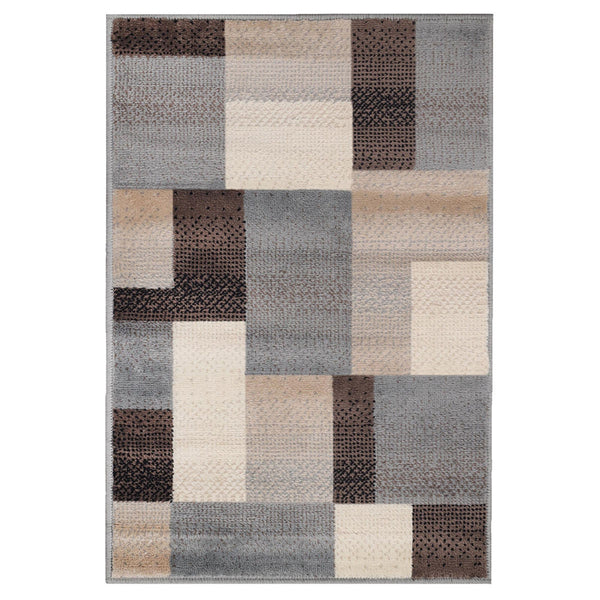 Homeroots 8' X 10' Grey-brown Patchwork Power Loom Stain Resistant Area Rug  Polypropylene 486861