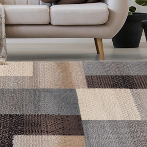 Homeroots 8' X 10' Grey-brown Patchwork Power Loom Stain Resistant Area Rug  Polypropylene 486861