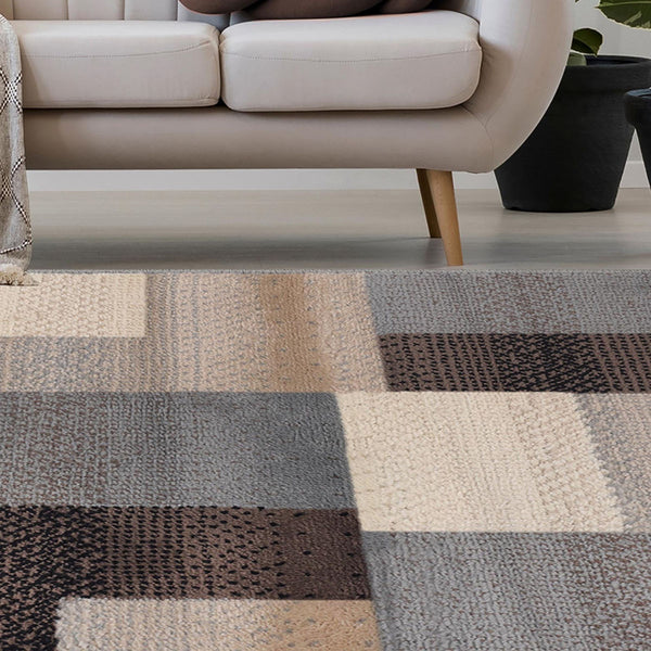 Homeroots 8' X 10' Grey-brown Patchwork Power Loom Stain Resistant Area Rug  Polypropylene 486861