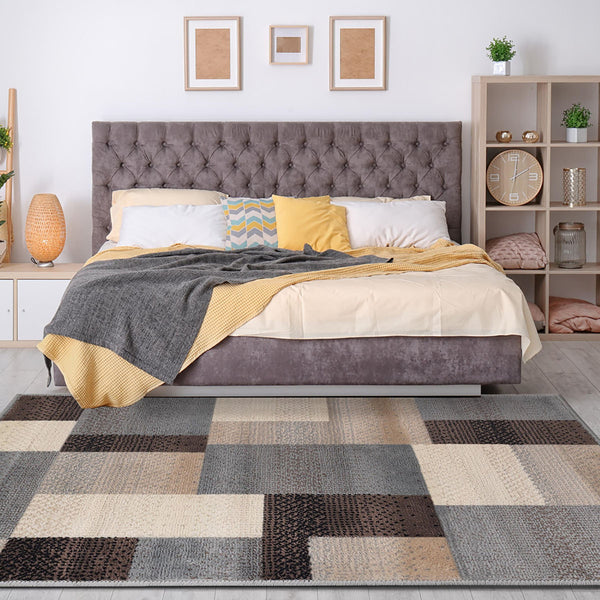 Homeroots 8' X 10' Grey-brown Patchwork Power Loom Stain Resistant Area Rug  Polypropylene 486861