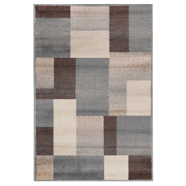 Homeroots 9' X 12' Grey Patchwork Power Loom Stain Resistant Area Rug  Polypropylene 486866