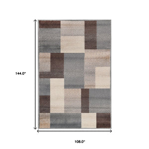 Homeroots 9' X 12' Grey Patchwork Power Loom Stain Resistant Area Rug  Polypropylene 486866