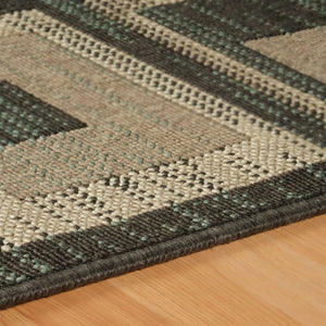 Homeroots 5' X 8' Color Block Beige And Teal Checkered Stain Resistant Area Rug  Polypropylene 486871