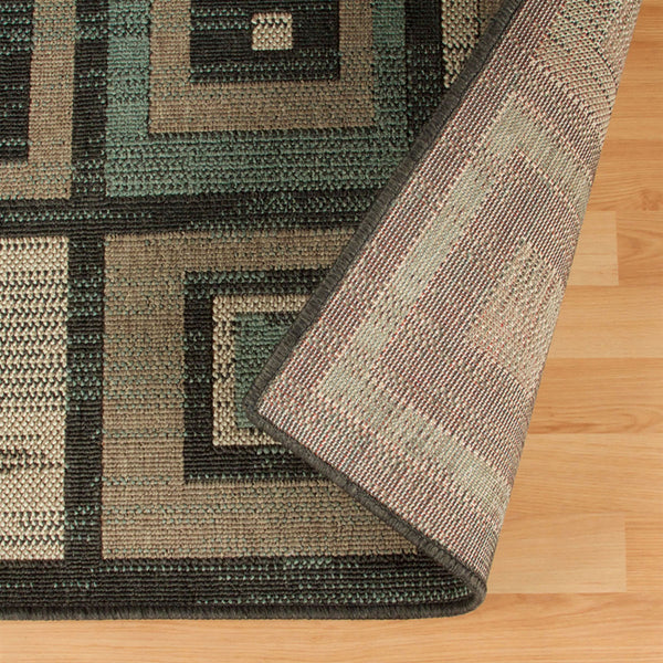 Homeroots 5' X 8' Color Block Beige And Teal Checkered Stain Resistant Area Rug  Polypropylene 486871